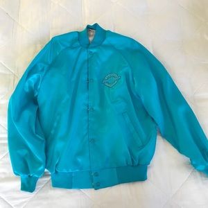 Vintage Shiny Blue Chevrolet Bomber Jacket